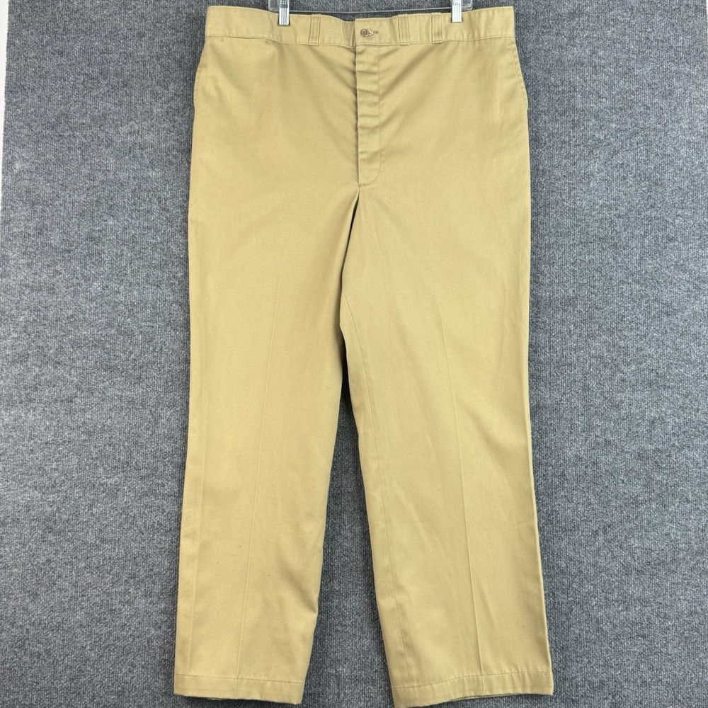 Vintage Lee Pants Mens 48x31 Khaki Tan Straight Leg USA Workwear Cotton Blend
